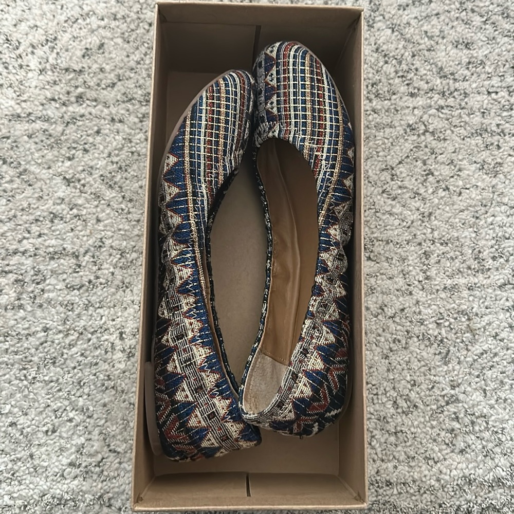 🍂Navy and gold Lucky Brand ballet flats